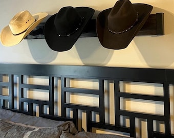 Cowboy Hat Rack, Horizontal Wall Mount, Texas Made Wood Display