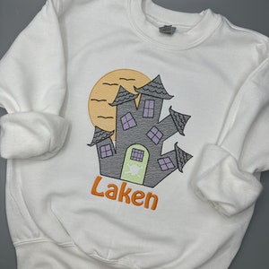 Haunted House Personalized Embroidered Kids Shirt | Custom Name Kids Shirt | Kids Custom Sweatshirt