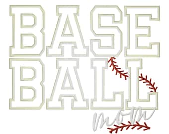 Baseball Mom Applique Embroidery Design, Embroidery Machine Design, Not a Physical Item, 6x10, 11x13, 8x13, 13x15