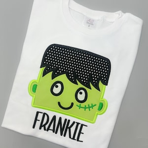 Frankenstein Halloween Kids Personalized Embroidered Kids Shirt | Custom Name Kids Shirt