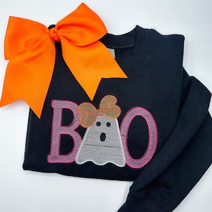 Boo Girlie Ghost Personalized Embroidered Kids Shirt | Custom Name Kids Shirt | Kids Custom Sweatshirt