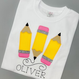 School Pencils School Personalized Embroidered Kids Shirt, Custom School Name Kids Shirt
