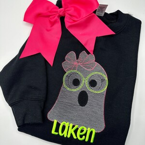Girlie Ghost Glasses Personalized Embroidered Kids Shirt | Custom Name Kids Shirt | Kids Custom Sweatshirt