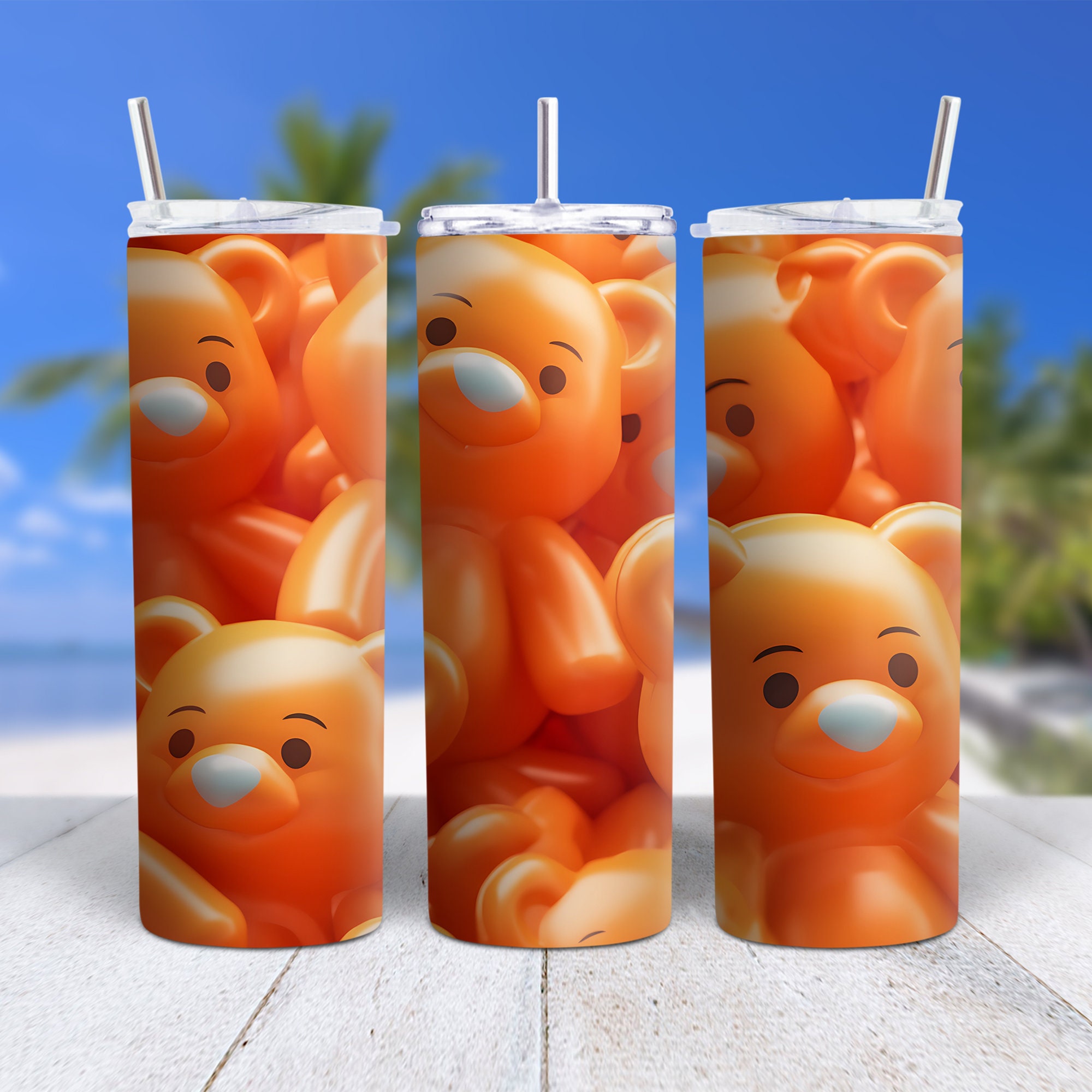 3D Skinny Tumbler Ideas 3D Teddy Bear Tumbler Wrap Design Inflated ...