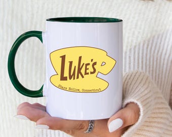 Luke's Diner Mug, Two-Tone Coffee Mug for Series Fans, Gift for Cafe Lovers