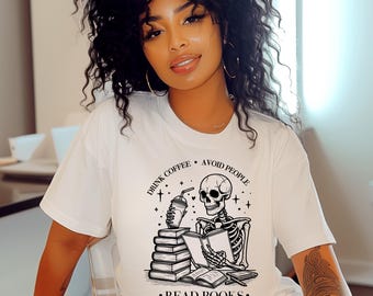 Coffee and Book Lover T-shirt* Cozy Shirt for Homebodies and Bookworms *Coffee Lover Shirt* Gift for Girlfriend and Bookworms