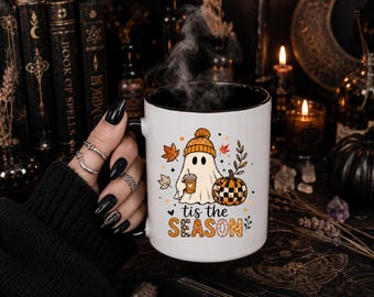 Cool Ghost, Halloween Mug, Two-Tone Mug, Spooky Season Mug, Halloween Gift, Ceramic Mug for Autumn