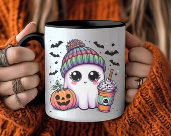Cute Halloween Ghost Mug, Halloween Mug, Summerween Mug with Cute Ghost