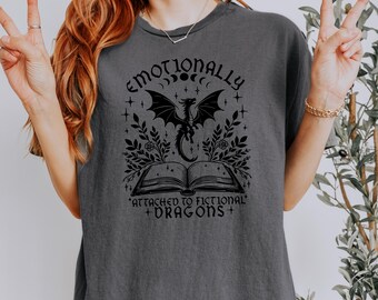 Fantasy Books Dragon T-shirt* Shirt for Fantasy Readers * Book Clothing Gift for Girlfriend* Fantasy Dragon Lovers Shirt