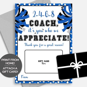 Porte-cartes cadeau Cheer Coach, impression de fin de saison, cadeau de remerciement pour entraîneur de pom-pom girls, appréciation Merci pour cette belle saison
