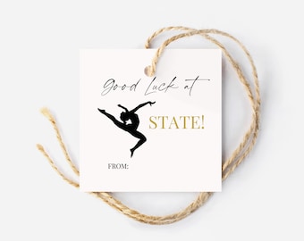 Good Luck at State Gymnastics Team Treat Gift Tag Printable, State Championship Competition Day gift for teammates, Instant Download PDF
