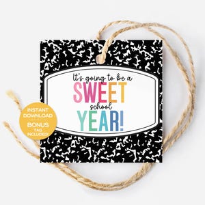 Etiqueta de regalo para el primer día de clases imprimible Etiqueta de regalo para el regreso a clases para maestros y personal escolar Etiqueta para el nuevo año escolar Etiquetas de regalo con dulces obsequios