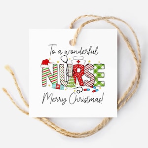 Étiquette imprimable d'infirmière de Noël, étiquette de biscuit de Noël pour l'infirmière, étiquette de cadeau d'infirmière de vacances, étiquette de festin pour des infirmières, infirmière d'étiquette de cadeau de fête