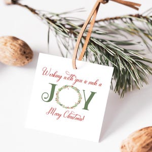 Étiquette-cadeau de Noël pour collègue de travail Étiquette de vacances imprimable pour collègues de travail pour amis de travail, travailler avec vous est une telle joie, cadeau de Noël au bureau