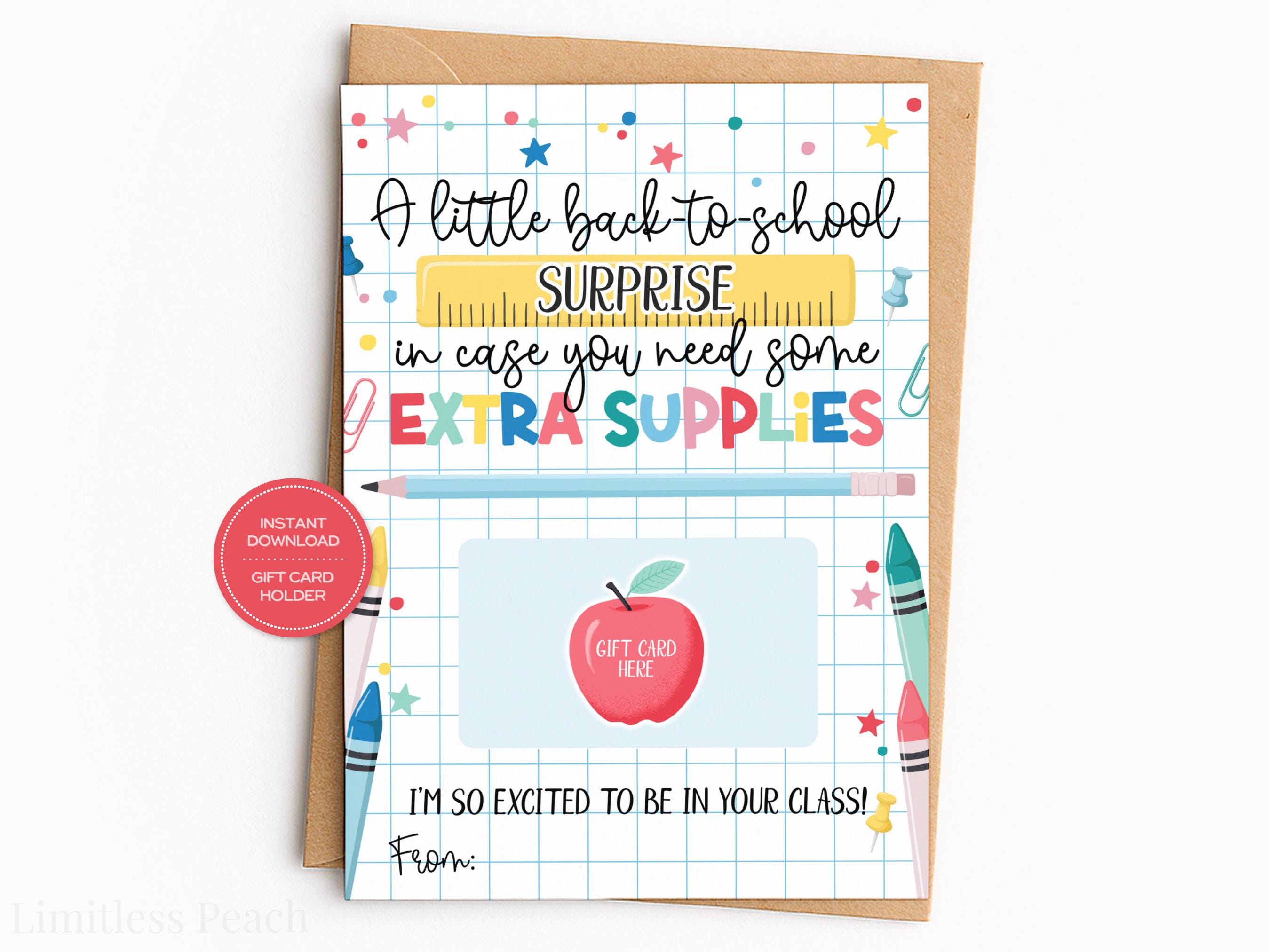Back to School Teacher Gift Card Holder Printable Card for Teacher First Day Gift, Meet the Teacher Gift, First Week of School Teacher Card