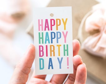 Printable Happy Birthday Gift Tag Instant Download for Friend Birthday Gift Tag for All Ages Colorful Birthday Tag Printable For Kid Party