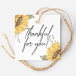 Étiquette reconnaissant pour vous, étiquette de régal de remerciement d'automne, étiquette de cadeau de Thanksgiving, étiquette de remerciement de tournesol, étiquette de biscuit d'automne, cadeau d'appréciation d'enseignant
