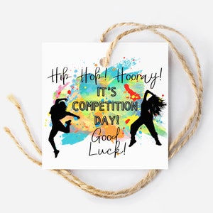 Etiqueta para competição de dança hip hop, etiqueta para dia de competição de boa sorte para impressão, etiqueta para equipe de dança, etiqueta para presente para competição de dança, etiqueta para doces em PDF