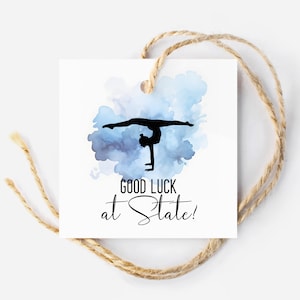 Étiquette-cadeau de collation de l'équipe de gymnastique d'État à imprimer, cadeau du jour de la compétition du championnat d'État pour les coéquipiers, des entraîneurs aux gymnastes