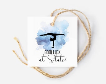 Good Luck at State Gymnastics Team Snack Gift Tag Printable, State Championship Competition Day gift for teammates, From Coaches to gymnasts