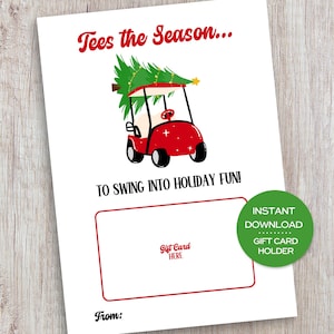 Portatarjetas de regalo de Navidad para golfista Tarjeta de Navidad imprimible para golfista Regalo de Navidad para entrenador de golf Tarjeta de Navidad para portatarjetas de regalo de golf