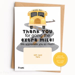 Bus Driver Gift Card Holder, Printable Appreciation Gift for School Bus Driver, End of the Year Gift, Christmas Gift for Bus Driver, 5 x 7