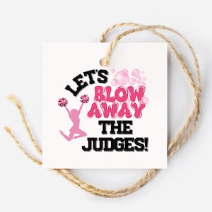 Cheerleading Competitie Team Treat Tag, Afdrukbare Good Luck Bubble Gum Candy Tag voor Cheerleaders, Instant download, Blow Away the Judges