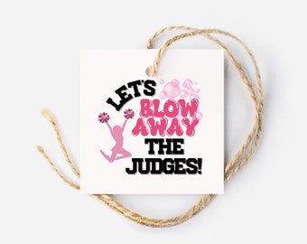 Cheerleading Competition Team Treat Tag, Printable Good Luck Bubble Gum Candy Tag for Cheerleaders, Instant download, Blow Away the Judges