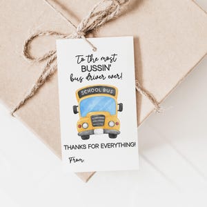 Etiqueta de agradecimiento para conductores de autobús imprimible Etiqueta de regalo de fin de año escolar para el Día de agradecimiento a los conductores de autobús Etiqueta para el regalo de los conductores de autobús Etiqueta de agradecimiento