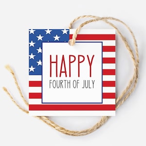 Étiquette de joyeux 4 juillet, étiquette imprimable de cadeau du 4 juillet, étiquette de cookie de jour de l'indépendance, étiquette de sac de cadeaux patriotique, étiquette de drapeau américain