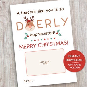 Lehrer Weihnachtsgeschenk Kartenhalter Druckbare Weihnachtskarte Lehrer für Grundschule Lehrer Weihnachtsgeschenk Kartenhalter Druckbare Karte