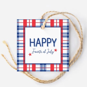 Happy 4th of July Tag, Printable Fourth of July Party Favor Tag, Independence Day Cookie Tag, Patriotic Goodie Bag Tag, American Treat Tag
