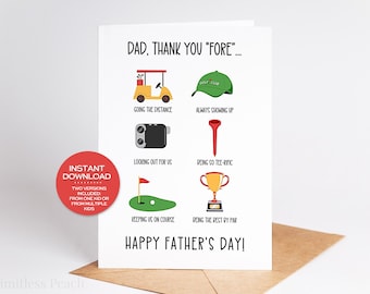 Golf Father's Day Card Printable Card For Father's Day Golf Card for Golf Enthusiast Father's Day Greeting Card Printable Golf Card For Dad