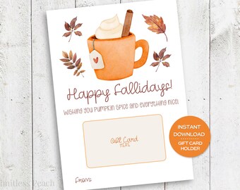 Pumpkin Spice Latte Fall Gift Card Holder, Fall Appreciation Gift for Teacher, Coffee Gift Card Holder for Nurse, Autumn Gift Card Holder