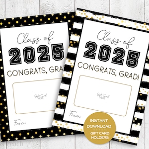2025 afstudeercadeau kaarthouder afdrukbare klasse van 2025 afstudeerkaart voor afgestudeerde geldhouder cadeau voor middelbare school afstuderen afdrukbare