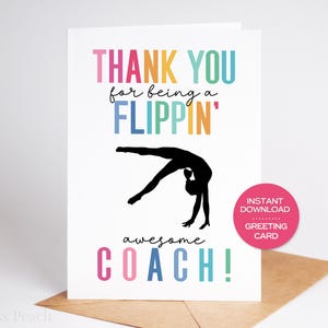 Biglietto d'auguri stampabile per allenatore di ginnastica Biglietto di ringraziamento per allenatore di ginnastica Regalo di fine stagione per allenatori di ginnastica