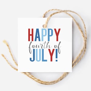 Étiquette cadeau imprimable du 4 juillet Joyeux 4 juillet pour étiquette du 4 juillet Étiquette rouge, blanc et bleu pour étiquette à biscuits du 4 juillet