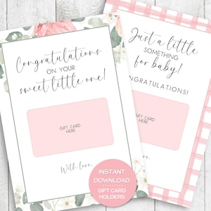 Cadeaukaarthouders babyshower Afdrukbare kaart voor babyshower Kaart voor nieuwe moeder Cadeaukaarthouder voor baby meisje Cadeau kraamcadeau voor nieuwe baby