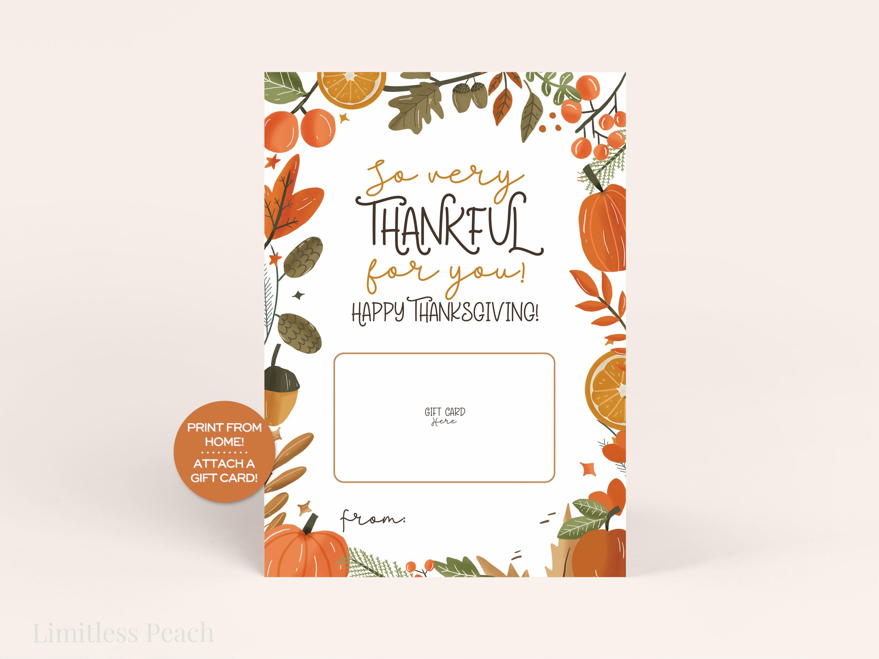 Thanksgiving Gift Card Holder Printable Teacher Thanksgiving Gift Card ...