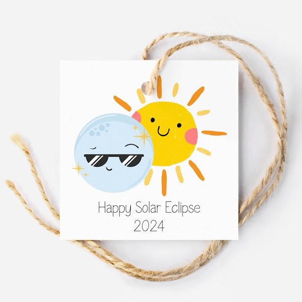 2024 Solar Eclipse Party Favor Tag for Kids, Elementary School Teacher Solar Eclipse Tag for Students, Viewing Party Gathering Treat Bag Tag