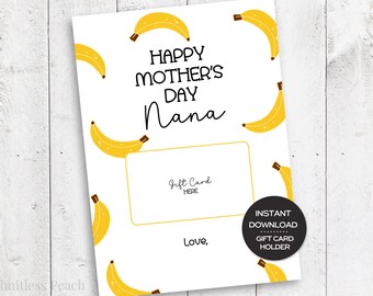 Titulaire de la carte cadeau fête des mères grand-mère imprimable cadeau grand-mère pour la fête des mères carte grand-mère pour grand-mère cadeau cadeau thème banane pour carte grand-mère