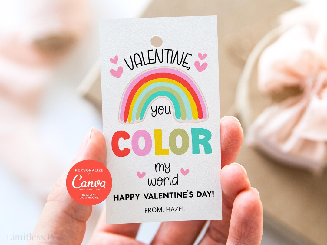 Printable Valentine Tag for Paints or Crayons, Classroom Valentine ...