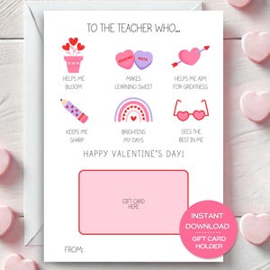 Porte-cartes professeur à imprimer pour la Saint-Valentin Carte de professeur à imprimer pour la Saint-Valentin Porte-cartes pour professeur PDF