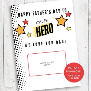 Held Vatertagsgeschenk Kartenhalter Superheld Karte für Papa Vatertagskarte für unseren Helden Geschenkkartenhalter Vatertag zum Ausdrucken