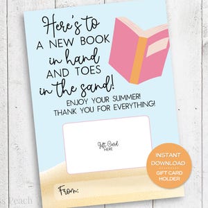 Porte-cartes cadeau de fin d'année pour enseignant Porte-cartes cadeau imprimable pour librairie Porte-cartes cadeau pour le personnel scolaire Cadeau d'été
