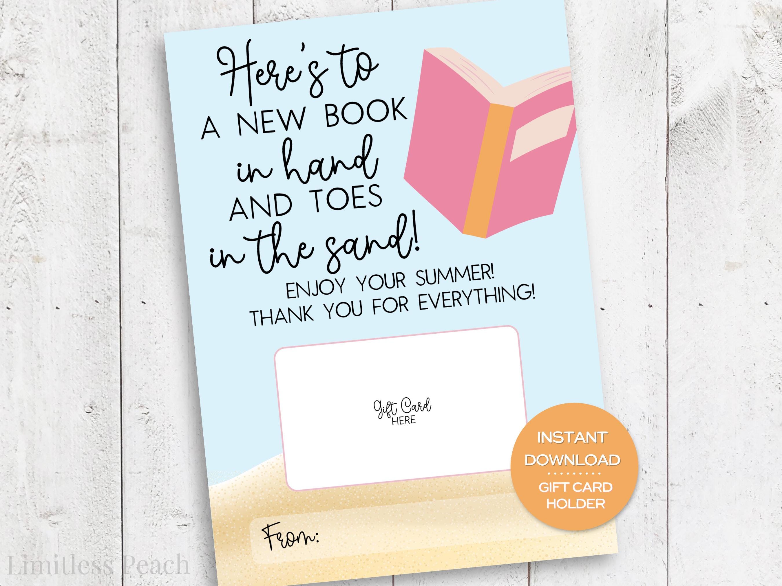 End of the Year Teacher Gift Card Holder Printable Gift Card Holder for Bookstore Gift Card Holder for School Staff Appreciation Summer Gift