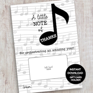 Porta tarjetas de regalo para profesores de música, tarjeta imprimible para profesores de orquesta, para la escuela, porta tarjetas de regalo para profesores de música, porta tarjetas de regalo para directores de banda.