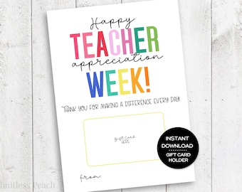 Teacher Appreciation Week Gift Card Holder Printable Teacher Appreciation Week Card for Teacher Gift Card Holder for Teacher Appreciation