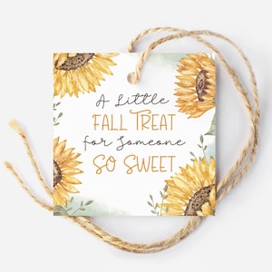 Tag voor herfsttraktatie zonnebloem, tag met herfstthema, een herfsttraktatie voor iemand die zo lief is, Happy Fall-tag, tag voor herfstkoekjes, afdrukbare Pumpkin Pie-tag,