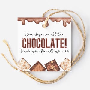 Étiquette de remerciement en chocolat à imprimer Étiquette-cadeau en chocolat à imprimer pour remercier l'enseignant de la semaine